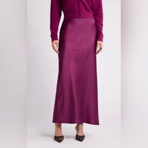 Nordstrom Open Edit Bias Cut Maxi Skirt Purple Magenta sz XL